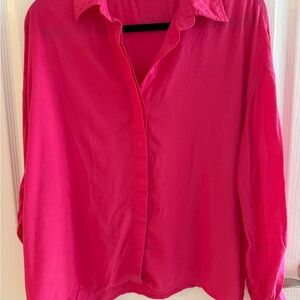 Daily Drills Women’s Hot Pink Linen Button Down Shirt Size XS/S